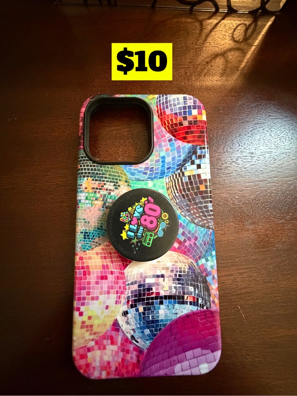 14 pro max Multicolor Disco Ball Pattern iPhone Case with 80s Pop Grip
